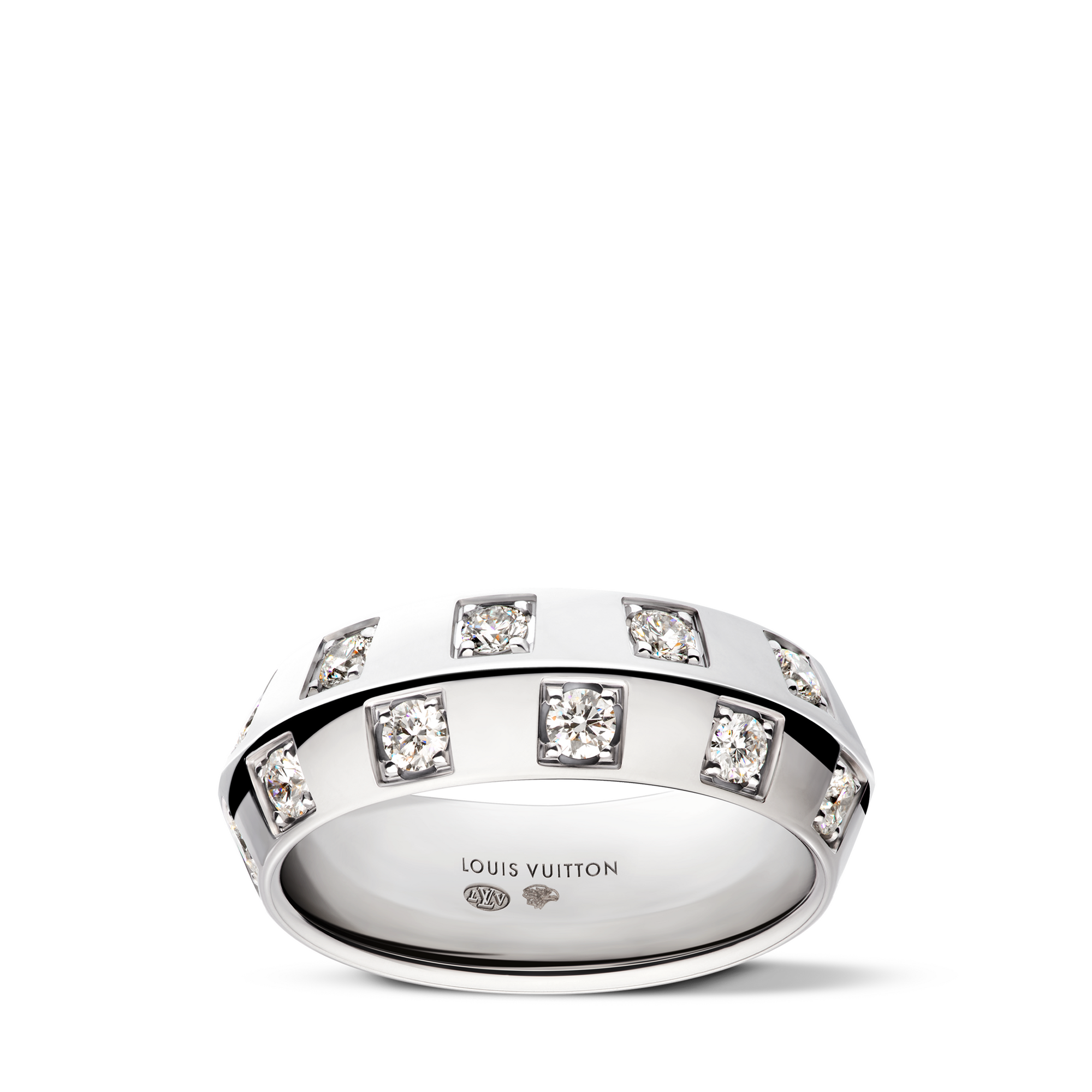 Le Damier de Louis Vuitton Large Ring, White Gold and Diamonds